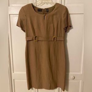 Liz Claiborne Tan Dress with shoulder pads, size 12